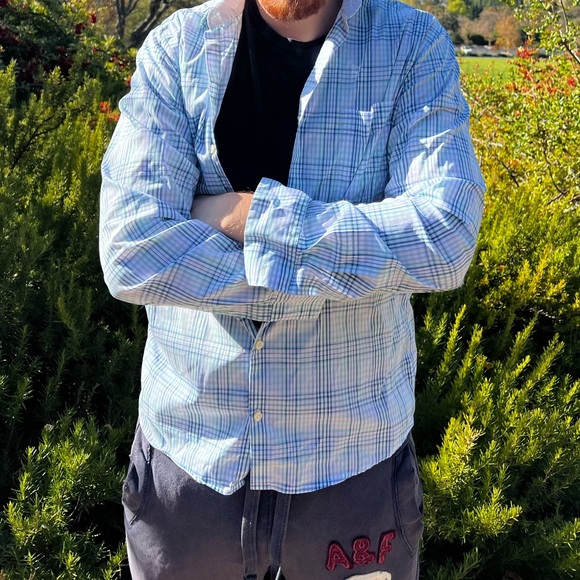 VAN HEUSEN MEN FLEX SLIM FIT LONG SLEEVE BUTTON DOWN SHIRT CHECK PLAID SUIT STUD - Picture 13 of 16